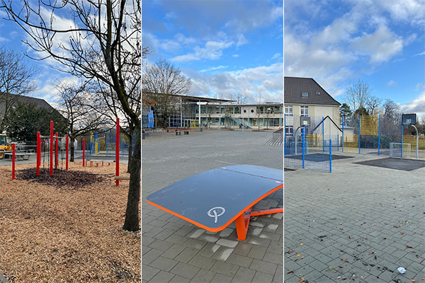 Foto: Eindrücke vom umgestalteten Schulhof unserer Schule.