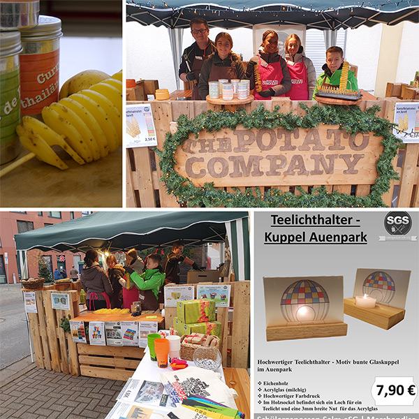 Foto: Die Schülergenossen auf dem Selmer Adventsmarkt 2022 in der Altstadt.