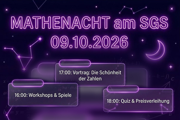Foto: Das Programm der Mathenacht am SGS.